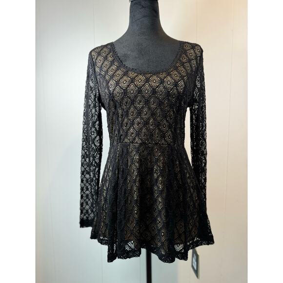Catherine Malandrino for Design Nation Black Lace Tunic Top Size S - Picture 10 of 10